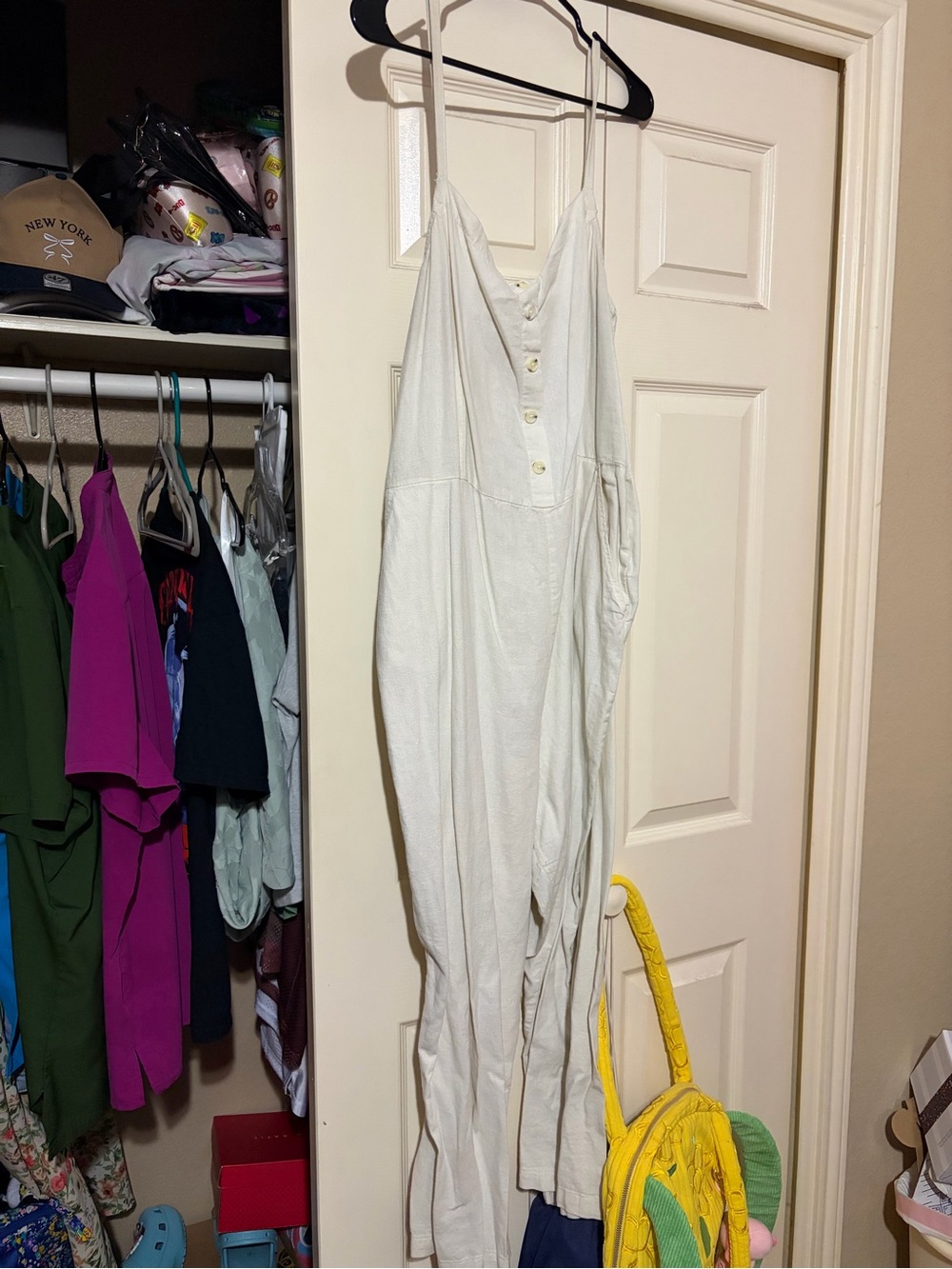 Old Navy Cream Sleeveless Button-Front Jumpsuit Romper